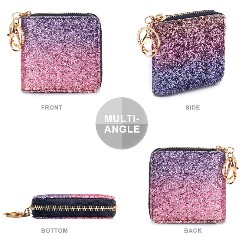 GEEAD Small Glitter Wallet for Women Mini Coin Purse Pouches with Key Ring for Christmas - Image 4